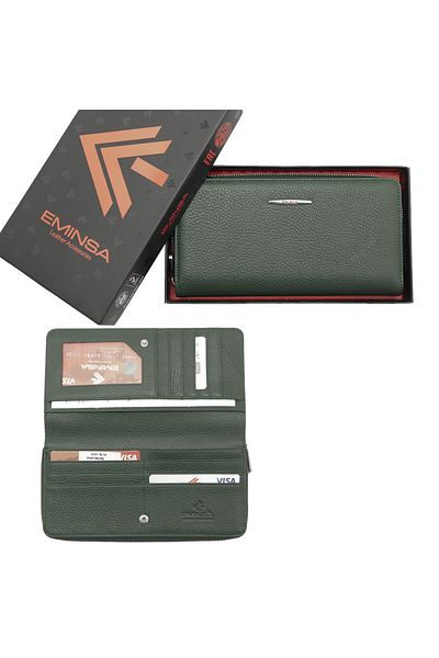 Eminsa Green Genuine Leather Women's Wallet