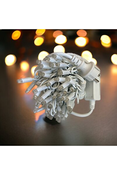 MENFRY Led Işık Iç Ve Dış Mekan Aydınlatma Ekleme Bağlantılı Fişli Ip65 10 Metre 100 Led Sarı Aydınlatma