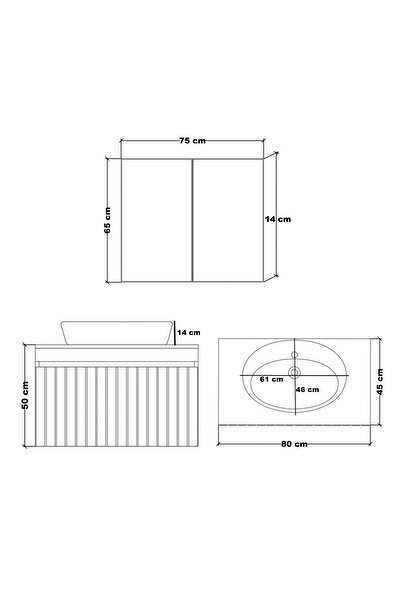 ERTEKPA Mina Banyo Dolabı Takımı 75 Cm ÖZEL SERİ