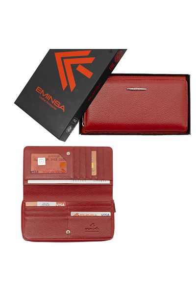 Eminsa Women's Red Genuine Leather Women's Wallet