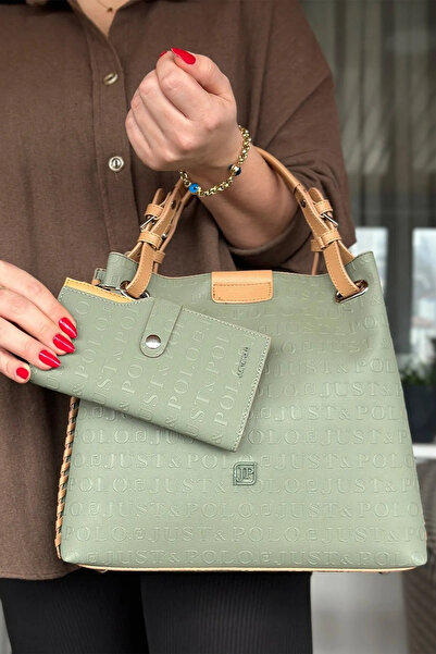 Just Polo حقيبة كتف نسائية كبيرة الحجم محبوكة ومفصلة كاجوال موديل 4031 باللون...