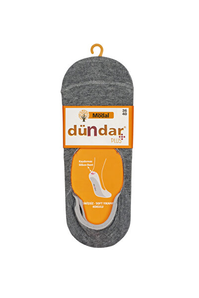 Dündar Unisex Gray 3-Piece Modal Silicone Ballerina Socks