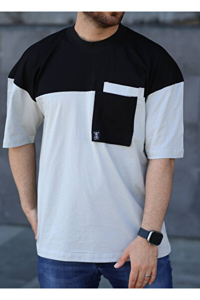 ixir Чоловіча футболка Oversize з кишенями, чорно-сіра