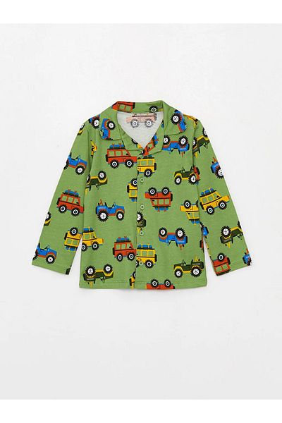LC Waikiki Polo Collar Printed Long Sleeve Pajamas Set for Baby Boy - City