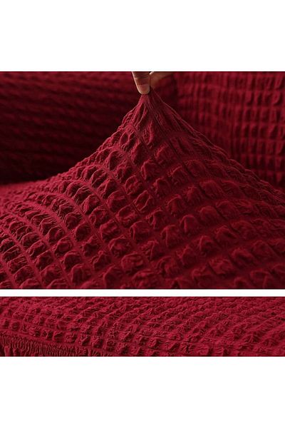 HEYTGAH Claret Red L Corner Sofa Cover Without Wrapped Skirt - Standard Elastic