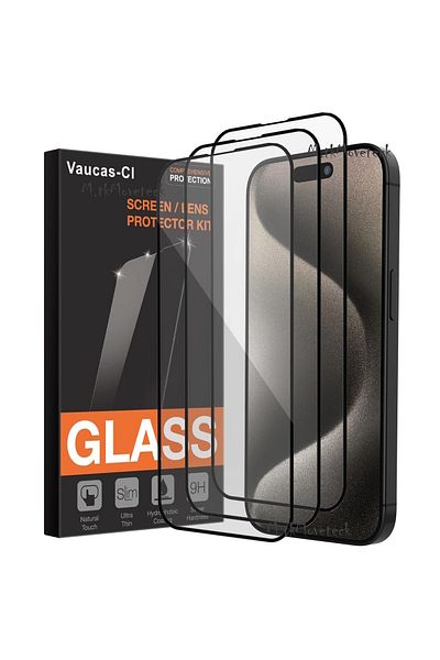 m.tk moveteck Fully Covering Tempered Glass Screen Protector Shatterproof Glass Compatible with iPhone 15 Pro Max