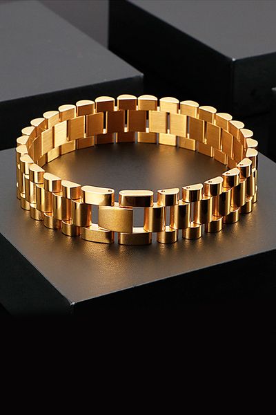 Chavin Gold 316 L Steel Glossy and Matte Men's Bracelet Eh89sr
