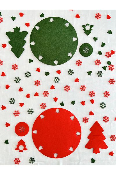 Karter İnovasyon New Year's Tableware Set - 2-Piece Red Green, 2-Person American Dinnerware Set