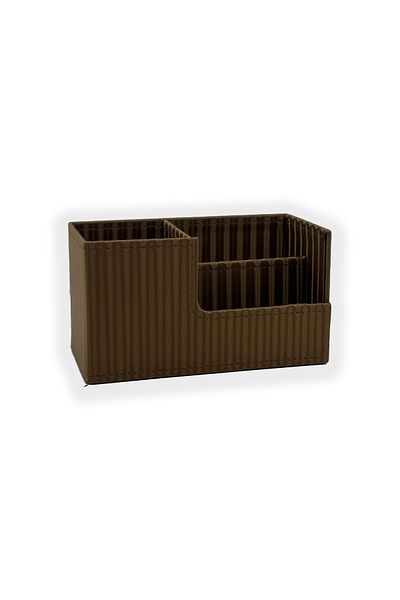 inn design Beyoğlu Series Кожен органайзер Поставка за химикалки Cosmos Tan 11x20x9.5 cm