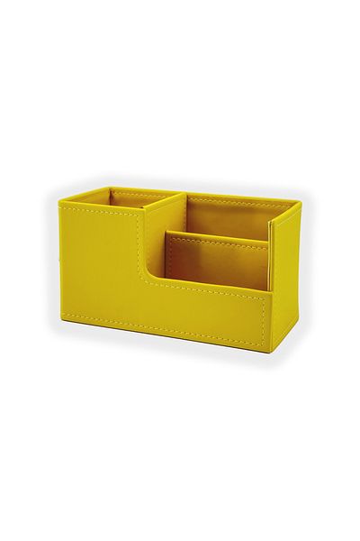 inn design Кожен органайзер за химикалки Beyoğlu Series, пастелно жълт, 11x20x9.5 см