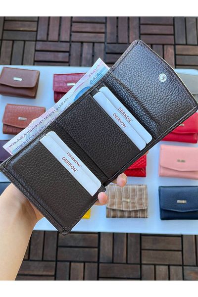 DERKON UFAK USED CASSY MODEL 100% GENUINE LEATHER BROWN WALLET