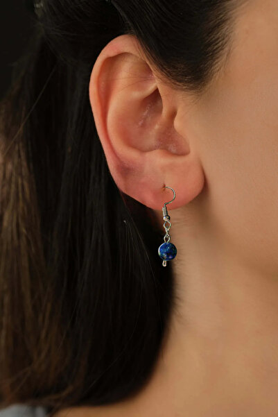 Chi Zen Doğal Taş Çelik Lapis Lazuli Küpesi 8mm Garantili Kutulu