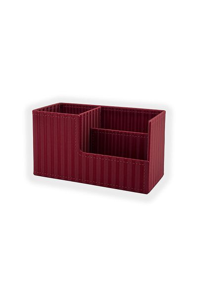 inn design حامل قلم منظم جلدي من سلسلة Beyoğlu باللون الأحمر الكوني 11x20x9.5 سم