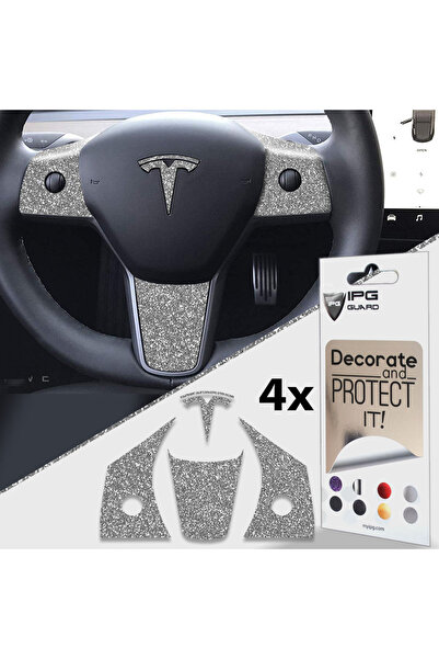 Ipg Tesla Model 3-Y Direksiyon Logo ve Yanları için Özel Kesim Sticker Seti (...