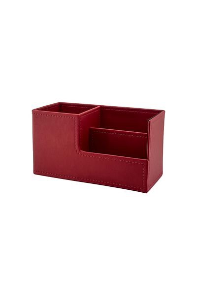 inn design Beyoğlu Series Leather Organizer Pen Holder Red 11x20x9.5 cm