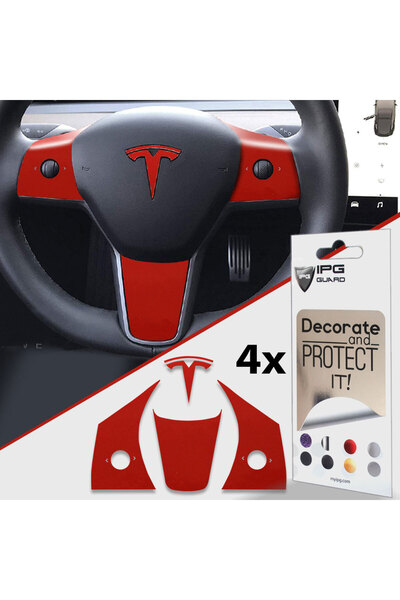 Ipg Tesla Model 3-Y Uyumlu Direksiyon Logo ve Yanları için Özel Kesim Sticker...