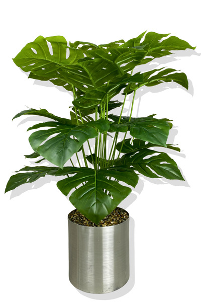 Cihan Çiçekçilik DEVETABANI (MONSTERA) 85 CM YAPAY AĞAÇ 24 DAL 25X25 GALVANİZ SAKSI