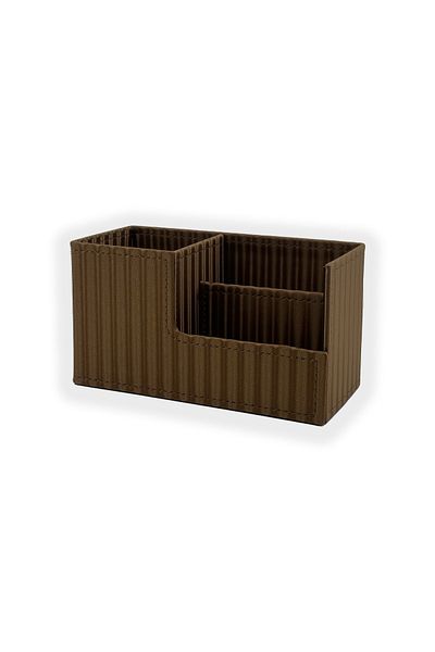 inn design Beyoğlu Series Кожен органайзер Поставка за химикалки Cosmos Tan 11x20x9.5 cm