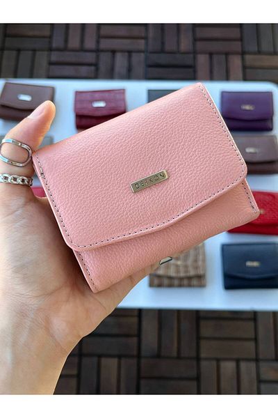 DERKON UFAK USED CASSY MODEL 100% GENUINE LEATHER POWDER PINK WALLET