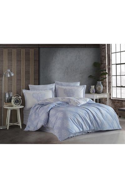 Hobby Couple Poplin Duvet Cover Rachel Blue
