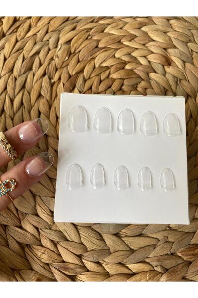 PERADİ 20 Adet Şeffaf Oval Kısa Takma Tırnak