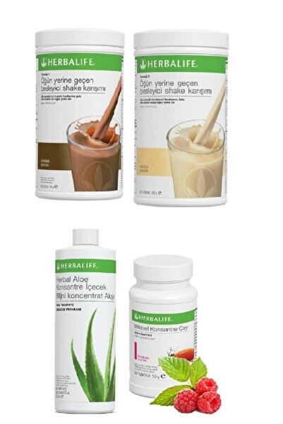Herbalife 1 Çikolotalı Shake1 Vanilya  1 Aloe 1 Ahududulu 50 gr Çay