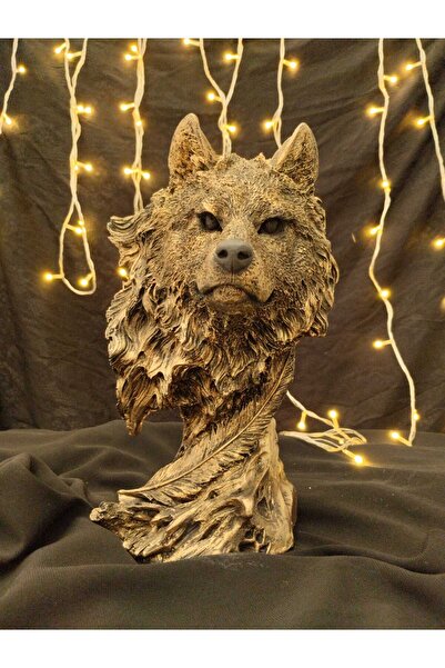 BelartTasarım Kurt Başı Heykeli Figür Dekoratif Obje Ve Biblo Masa Dekorasyon...