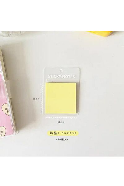 NaSaDAN Transparent Adhesive Square Postit Pastel Yellow 50 Sheets