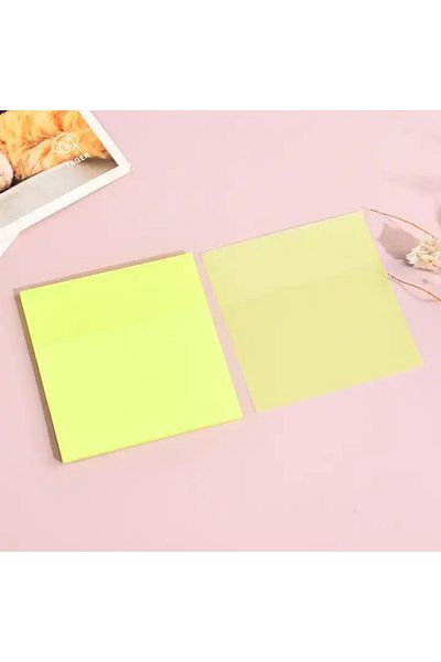 NaSaDAN Transparent Adhesive Square Postit Pastel Yellow 50 Sheets