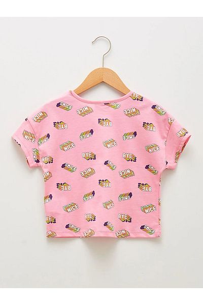 LC Waikiki Girl's Cotton T-Shirt - Crew Neck, Printed, Short Sleeve