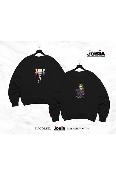 Jobia Outdoors Дамски/Мъжки костюм с щампа на Харли Куин и Жокер, комбиниран с нулева яка и 3 прежди, повдигнат и 2 осветен