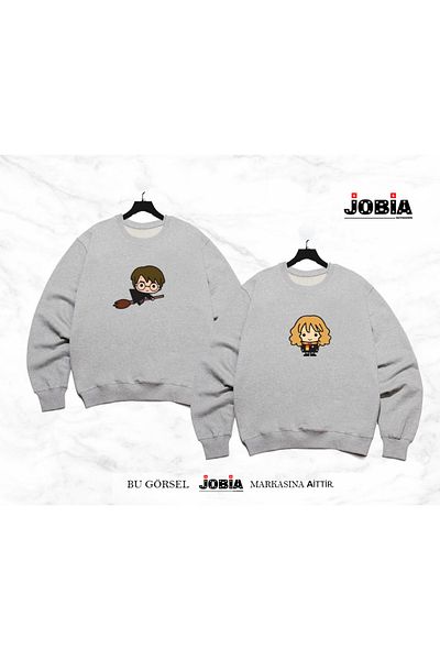 Jobia Outdoors Γυναίκες Άντρες Χάρι Πότερ και Ερμιόνη εμπριμέ Lover Combination Crew Neck 3 Thread Raster 2lit Σετ