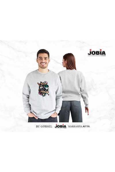 Jobia Outdoors Unisex Γυναικείες άντρες Harley Quinn Printed Lover Couple Combination Crew Neck 3 Thread Raster Σετ 2 λίτρων