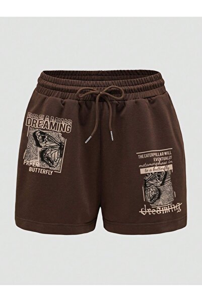 Adrift Σορτς μέσης με γραφή πεταλούδας και γράμματος