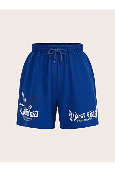 Adrift Coolane Slogan Graphic Drawstring Waist Shorts