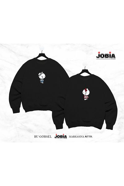 Jobia Outdoors Γυναικεία Ανδρικά Hello Kitty And Daniel Printed Lover Combination Crew Neck 3 νήματα ράστερ 2 λίτρων
