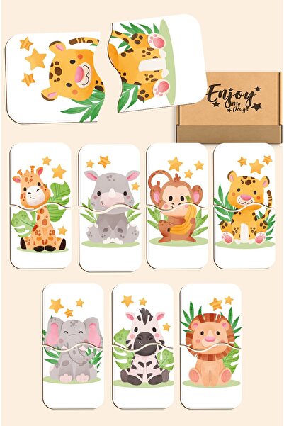 Enjoymydesign لعبة ألغاز مطابقة للأطفال، لعبة تعليمية خشبية لطيفة للحيوانات، لعبة تطوير الذكاء