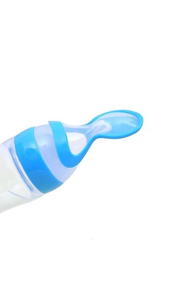safestore Baby Food Bottle with Spoon, Squeeze Spoon Bottle Newborn Supplementary Food Spoon Bottle Without Bpa (BLUE)