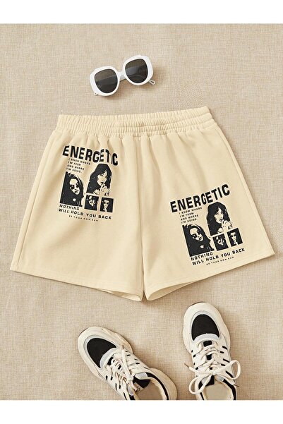 Adrift Figure & Slogan Graphic Shorts