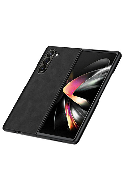 Microcase Samsung Galaxy Z Fold5 için Deri Desenli Plastik Koruma Kılıf - AL3156