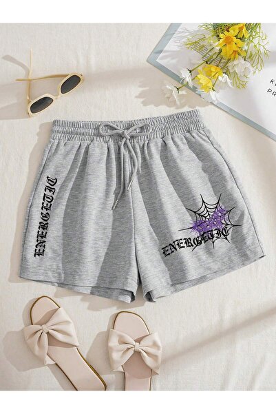 Adrift Pantaloni scurți Coolane Butterfly & Letter Graphic Drawstring Waist