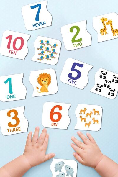 Enjoymydesign لعبة مطابقة الأرقام الخشبية المكونة من قطعتين للأطفال في مرحلة ...