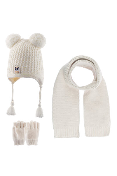 Kitti 1-4 Yaş Kız Bebek & Çocuk Atkı Bere Eldiven 3'lü Takım