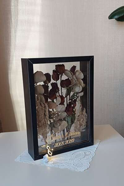 Verda Çerçeve Ledli ve İsimli 25x35 Cm Çift Yönlü Derin Gül Çerçevesi! Gelin ...