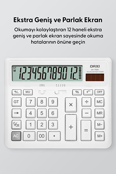 Daxi DX-7500 BÜYÜK BOY 12 HANELİ HESAP MAKİNESİ, MEKANİK TUŞ TAKIMI