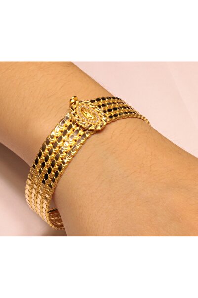 SUDEKAĞAN 14 Ayar Altın Tuğra Model Kelepçe Bilezik