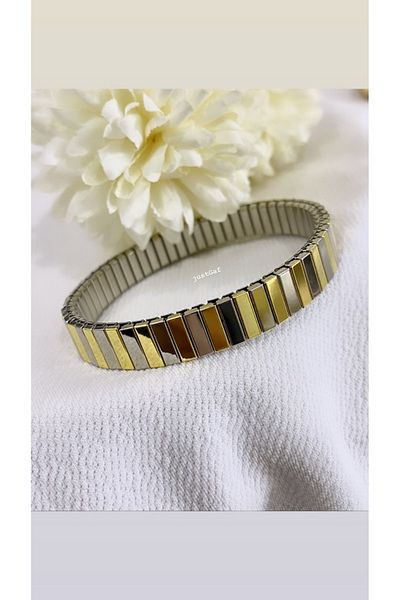 JustGAF Gold And Silver Two-Color Italian Brand Flexible Model Spring Steel Bracelet