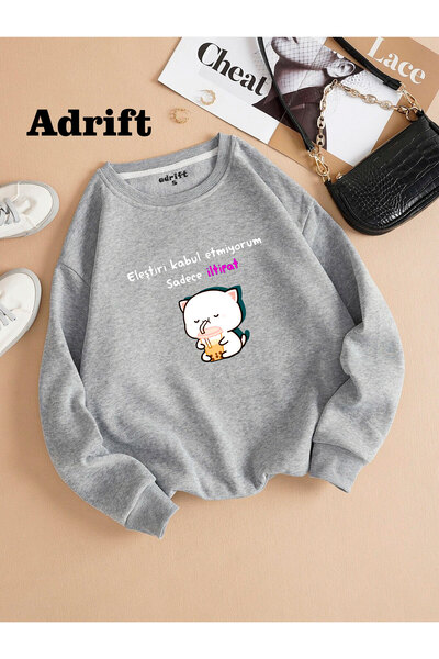 Adrift Doar Complimente Köstebek Sokak Trend Design Harajuku/Gri Gotic