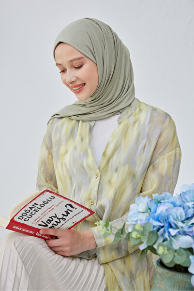 Şalland светлозелен памучен шал