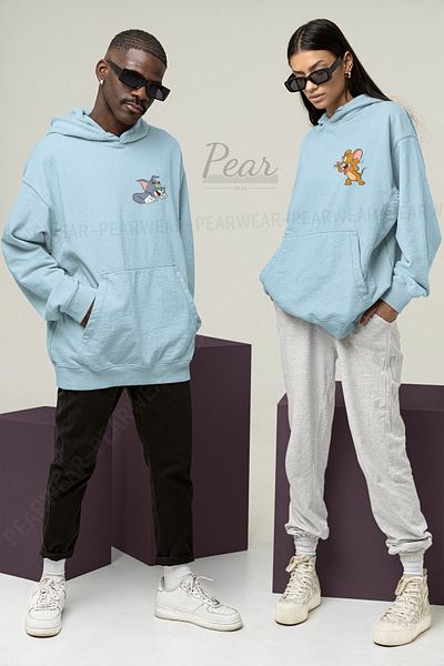 Pear Wear Φούτερ με κουκούλα Tom Jerry Unisex 3 Thread Raised Lover Team